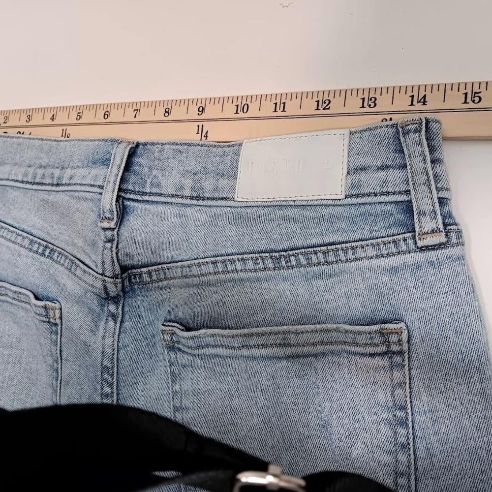 Pistola Jeans Womens 28 Distressed Straight Leg High Rise Raw Hem Denim Pants - Picture 5 of 10